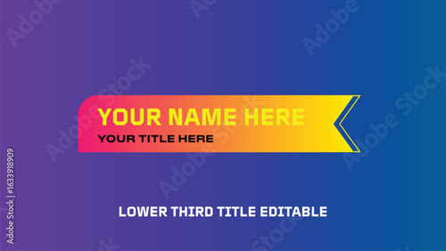 Modern lower third template with editable text and vibrant gradient background