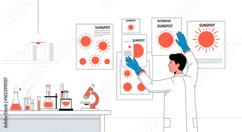 Scientist Studying Sunspot Activity In A Modern Solar Research Laboratory