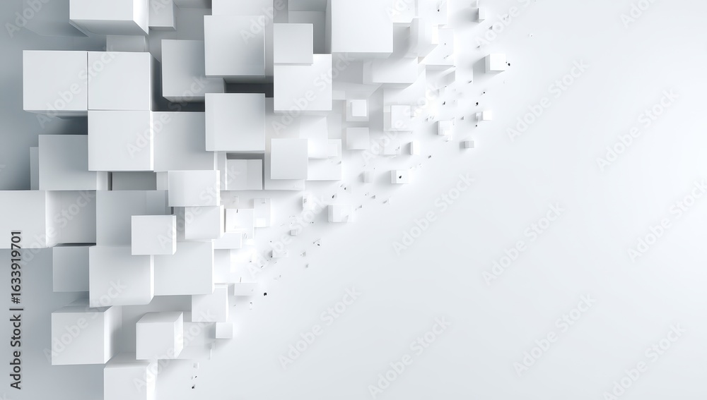 Obraz premium Abstract 3D white cubes (1)