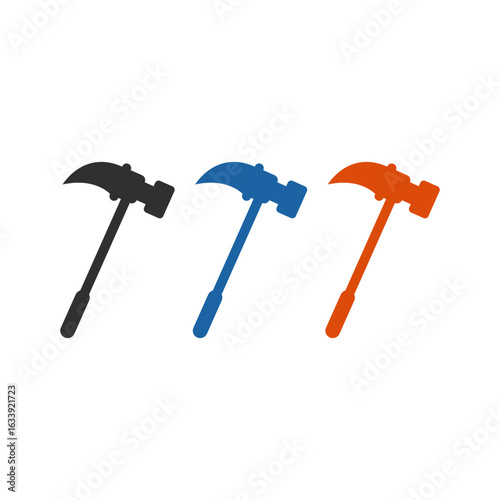 Hammer Icon Set – Flat and Outline Construction Tools Collection
