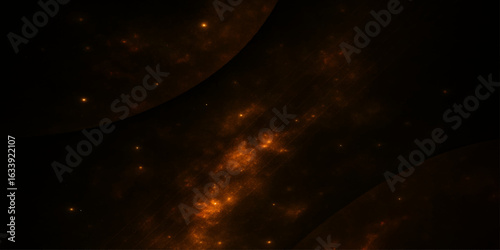 Golden nebula space background with glowing stars and cosmic atmosphere.