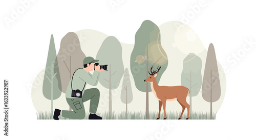 Wildlife Photographer Capturing the Essence of a Majestic Deer in Natural Habitat