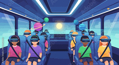 Virtual Reality School Trip Exploring Planets And Space With Vr Headsets