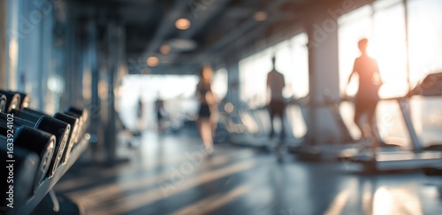 Blurry gym interior with people working out (1)
