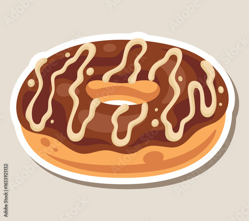 Vector graphic of a classic chocolate glazed donut