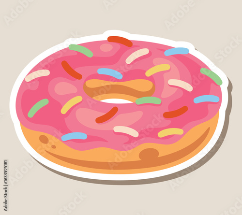 Vector graphic of a classic glazed donut with sprinkles