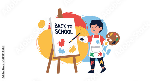 Young Artist Preparing For New Academic Year In Vibrant Back To School Illustration