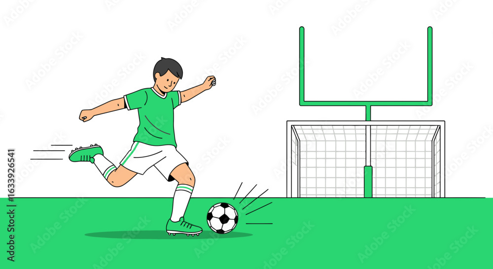 Fototapeta premium Young Athlete Determined To Score A Goal During Soccer Practice Session