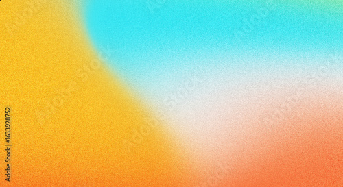 Abstract grainy gradient background with orange green blue yellow red noise texture effect summer poster design