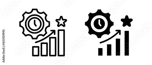 Time Efficiency multiple icon set of two.line and glyph vector illustration