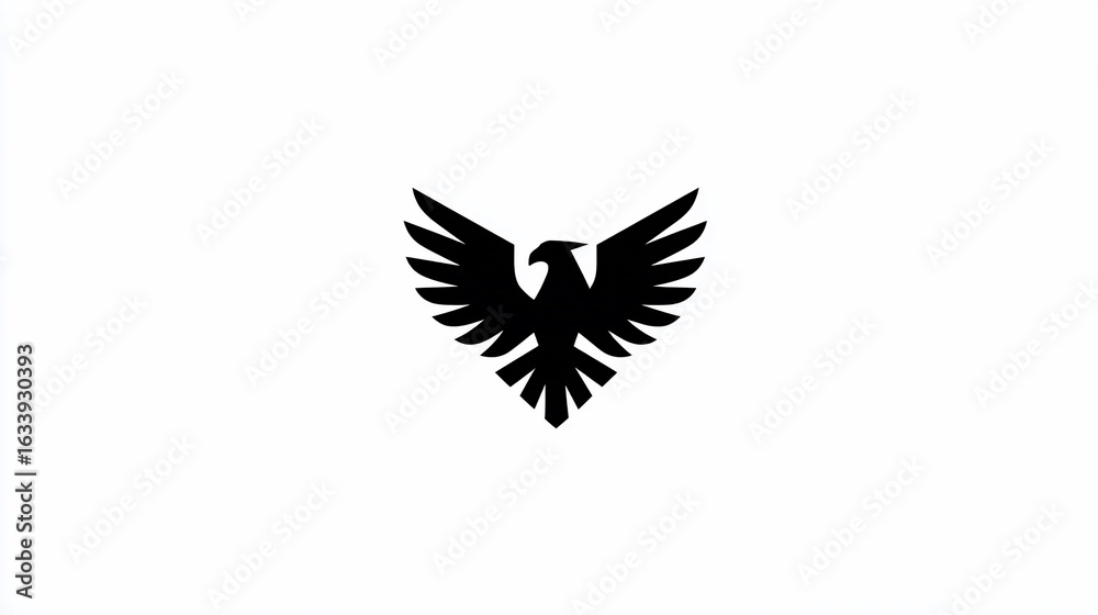 Obraz premium Simple monochrome graphic featuring a stylized eagle silhouette