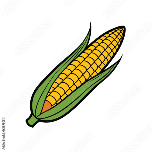 Fresh Corn on the Cob — Cartoon Vector Illustration