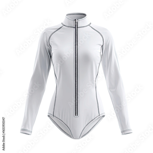 White Women's Long Sleeve Zip-Up Rash Guard