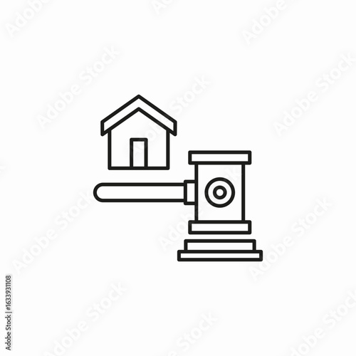 gavel and house icon sign vector