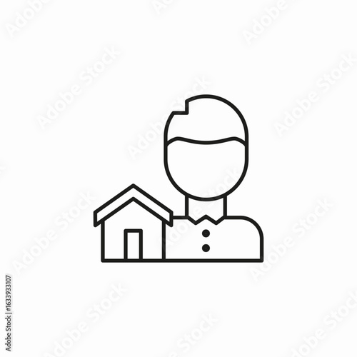 person with house icon sign vector