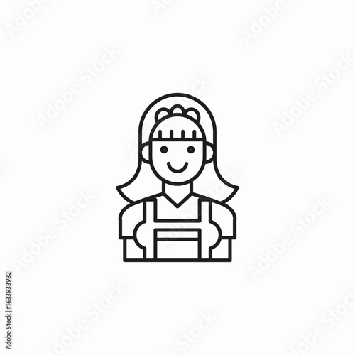 smiling housewife character icon sign vector