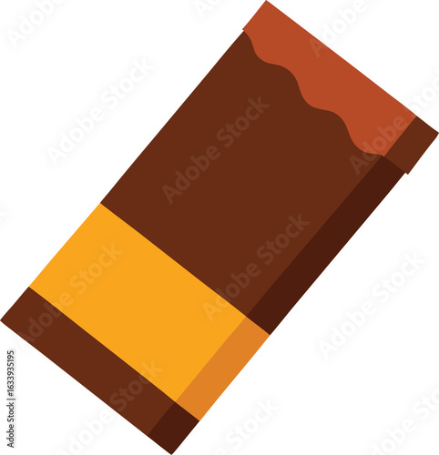 Une pyramide 3-D orange et jaune, symbole de la conception et du concept des affaires, se dresse comme un objet d'art avec des signes de minéraux