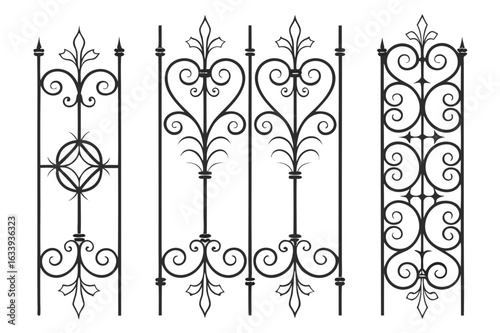 Decorative ironwork ornamental gate fence railing scrollwork metalwork design element