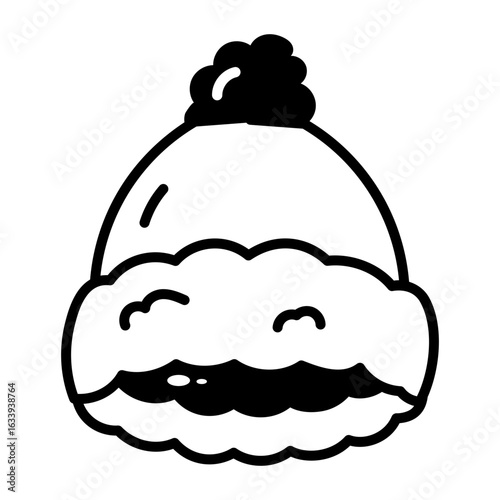 A doodle style icon showing winter hat
