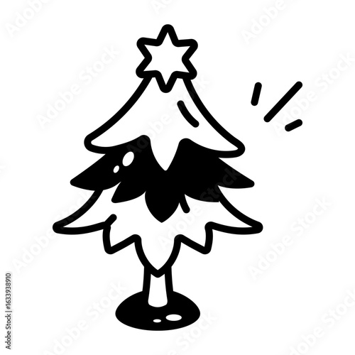 A drawing style icon depicting christmas tree

