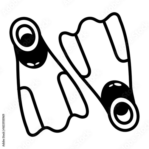 A hand drawn style icon showing swimming fins
