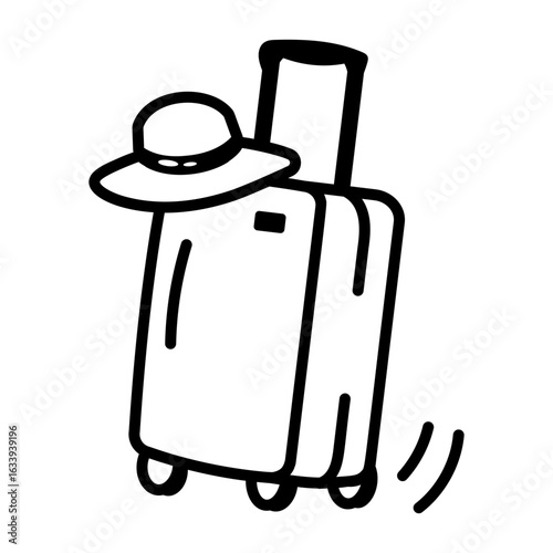 A drawing style icon depicting luggage
