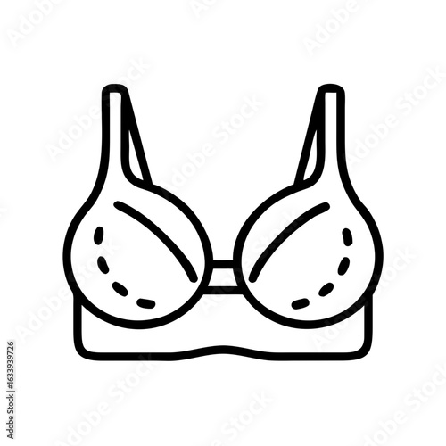 Line icon of a nursing bra, designed for breastfeeding mothers, symbolizing comfort, maternity wear, and postpartum care.
