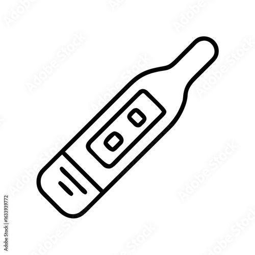 Minimal line icon of a pregnancy test with two lines, indicating a positive result related to fertility, conception, and health.
