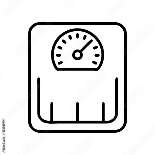 Line icon of a body weight scale used to monitor fitness, weight loss, or general health and wellness progress.
