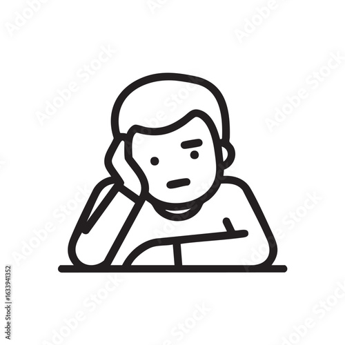A simple line drawing of a person looking bored or unimpressed.