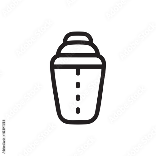 A simple line drawing of a cocktail shaker.