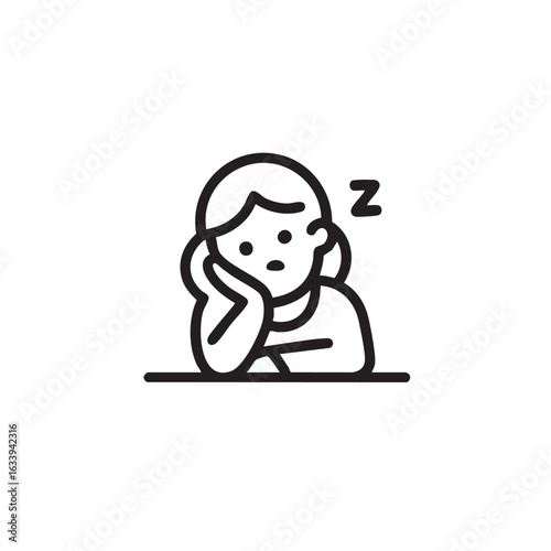 A simple line drawing of a bored or sleepy person.