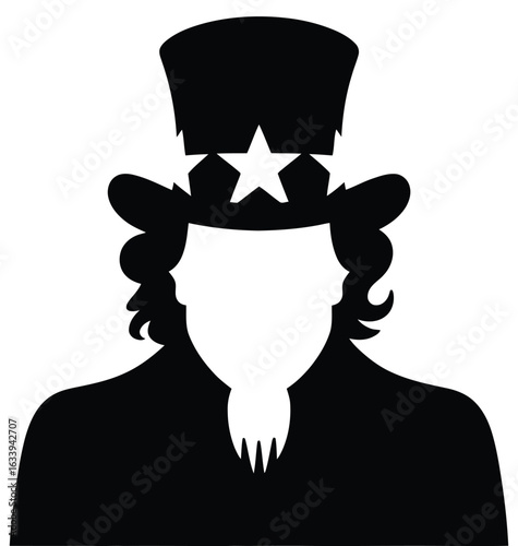 Uncle Sam silhouette with stars and goatee patriotic american