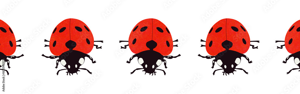 Fototapeta premium Ladybug icon border. Ladybug silhouette symbol. Ladybug border isolated on white background