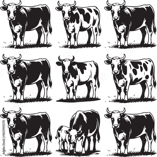 Cow Silhouette Vector | Farm Animal Clipart

Dairy Cow Silhouette | Rustic Farm Design

Standing Cow Silhouette | Livestock Animal Art

Black Cow Silhouette | Cattle Vector Illustration

Cow Outline S