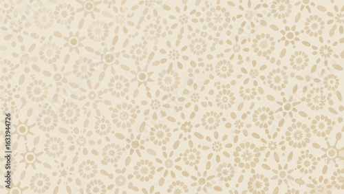 Floral pattern with light beige color scheme featuring various flower shapes and petal arrangements evenly spread