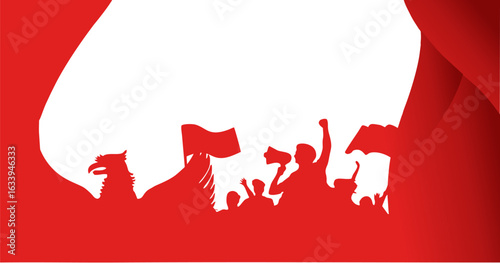 This illustration commemorates Indonesia's 80th anniversary of independence, featuring a clenched fist and a red and white ribbon, depicting the spirit of struggle and nationalism. The design, combine