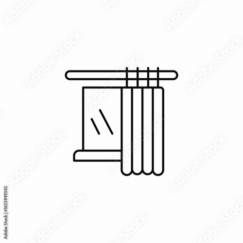 window with curtains icon sign vector