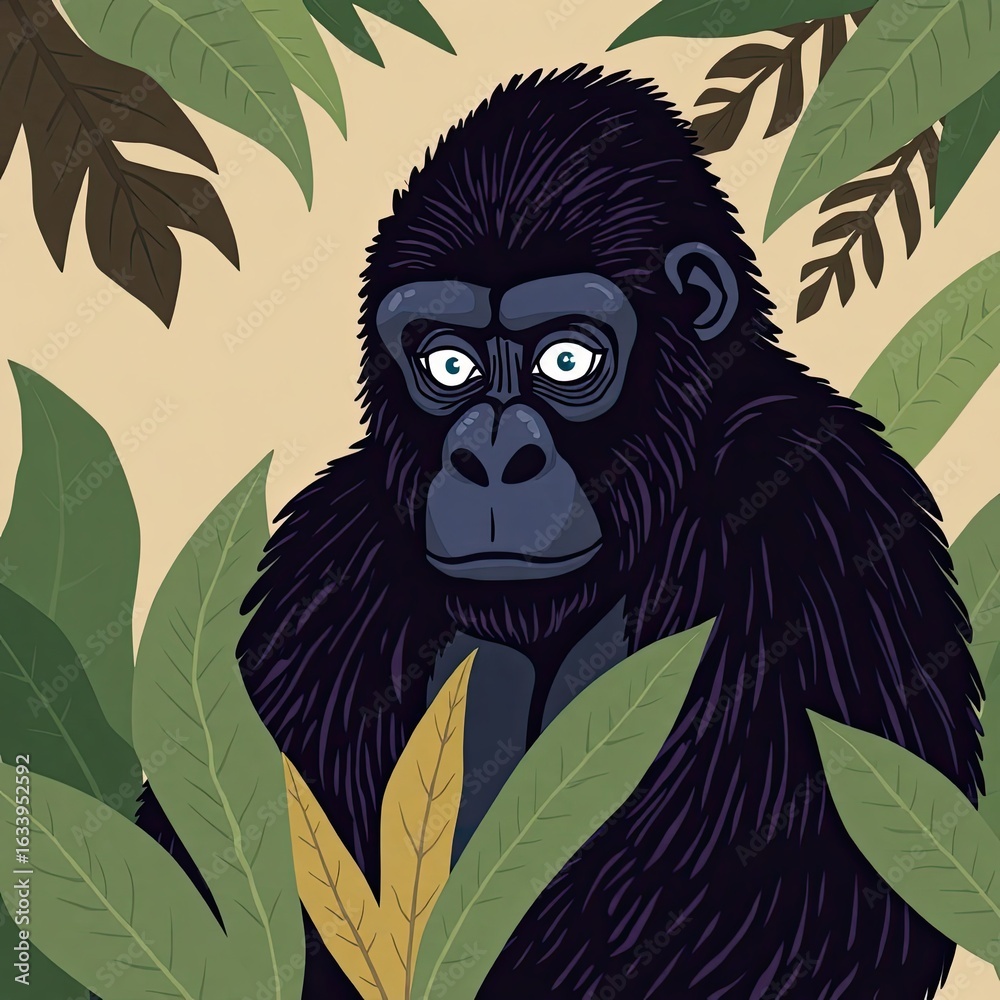 Obraz premium Tribal Illustration of Gorilla in Jungle