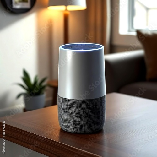 Smart home speaker assistant ecommerce technology product photo voice control gadget interior modern listing
