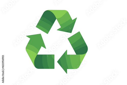 Green Gradient Recycle Symbol Loop, 3D Arrow Recycling Icon on Transparent Background, Eco Friendly Conservation, Sustainability, Waste Management, Environment, Vector Graphic, Animation Template