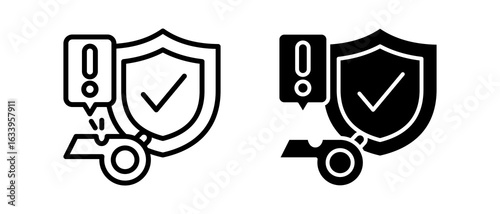 Whistleblower Protection multiple icon set of two.line and glyph vector illustrationn