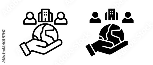 Corporate Responsibility multiple icon set of two.line and glyph vector illustrationn