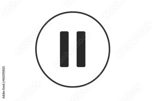 Pause Button Icon Vector. Minimalist Media Control Symbol for Video, Audio, Mobile App UI. Modern Flat Design Isolated Transparent 4K Quality. Online Streaming, Playback, Digital Interface Element.