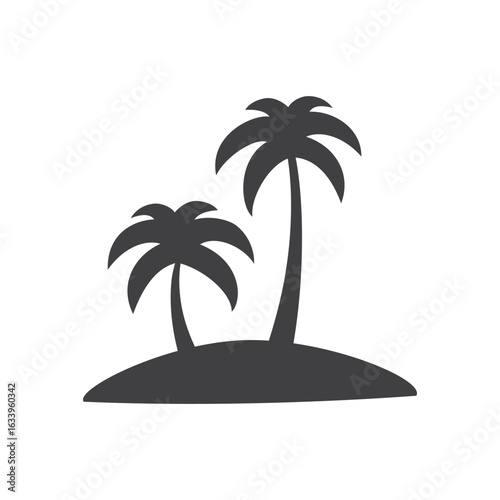 Palm trees on island icon isolated flat style design