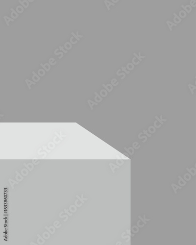 White cube product display stand for mockups and presentations with gray background