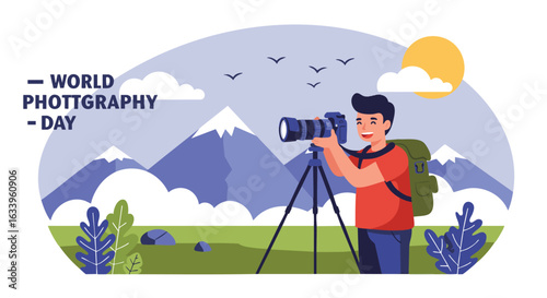 World Photography Day Outdoor Photographer with Mountains