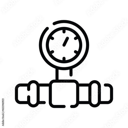 Here is a trendy outline icon of pressure meter pipeline