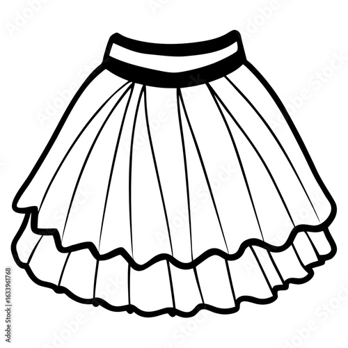 Tulle Skirt Vector on White