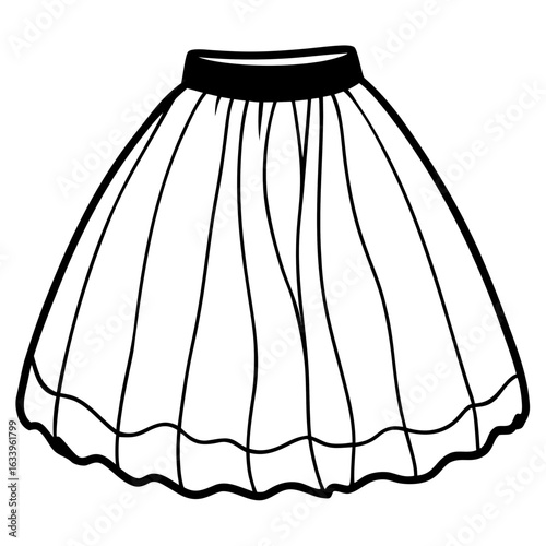 Tulle Skirt Vector on White